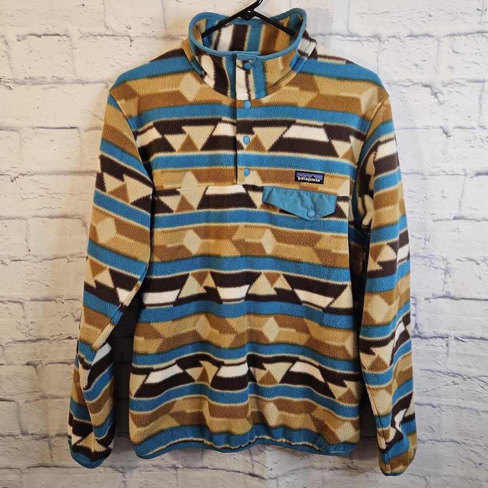 Patagonia Synchilla Snap-T Pullover Guatemalan Tango Bear Brown Aztec Medium